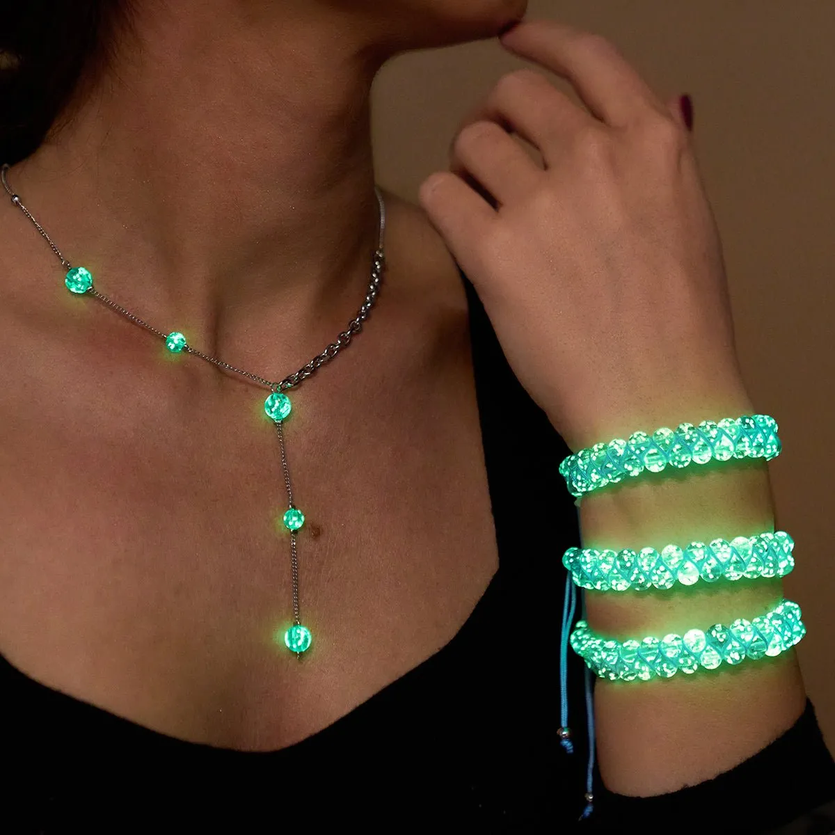 Indigo Glacier | Indigo x Arctic Blue | Double Firefly Glass Bracelet