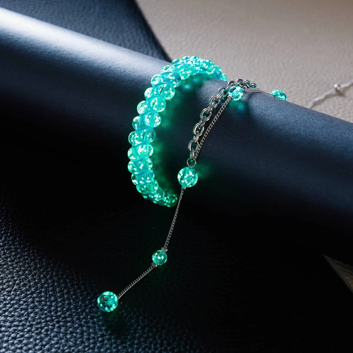 Indigo Glacier | Indigo x Arctic Blue | Double Firefly Glass Bracelet