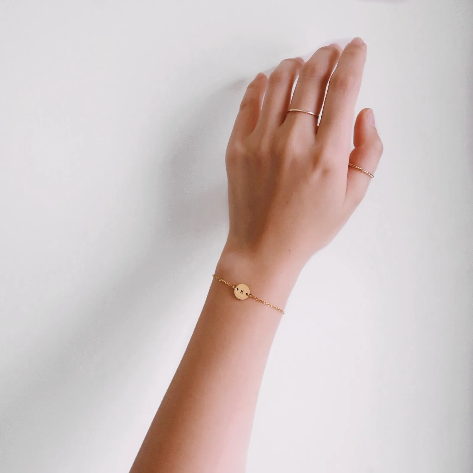Initial Disc Gold Filled Chain Bracelet (1 character)