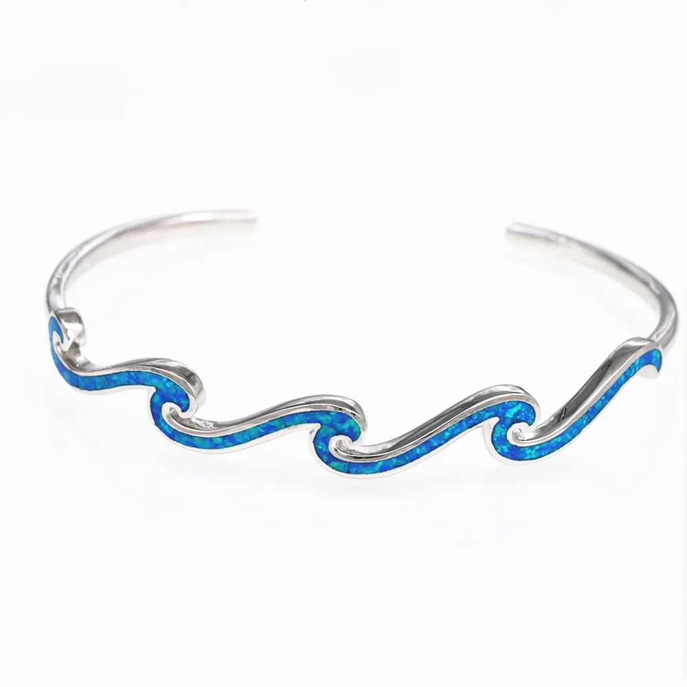 Inlaid Opal Ocean Waves C-style Bracelet