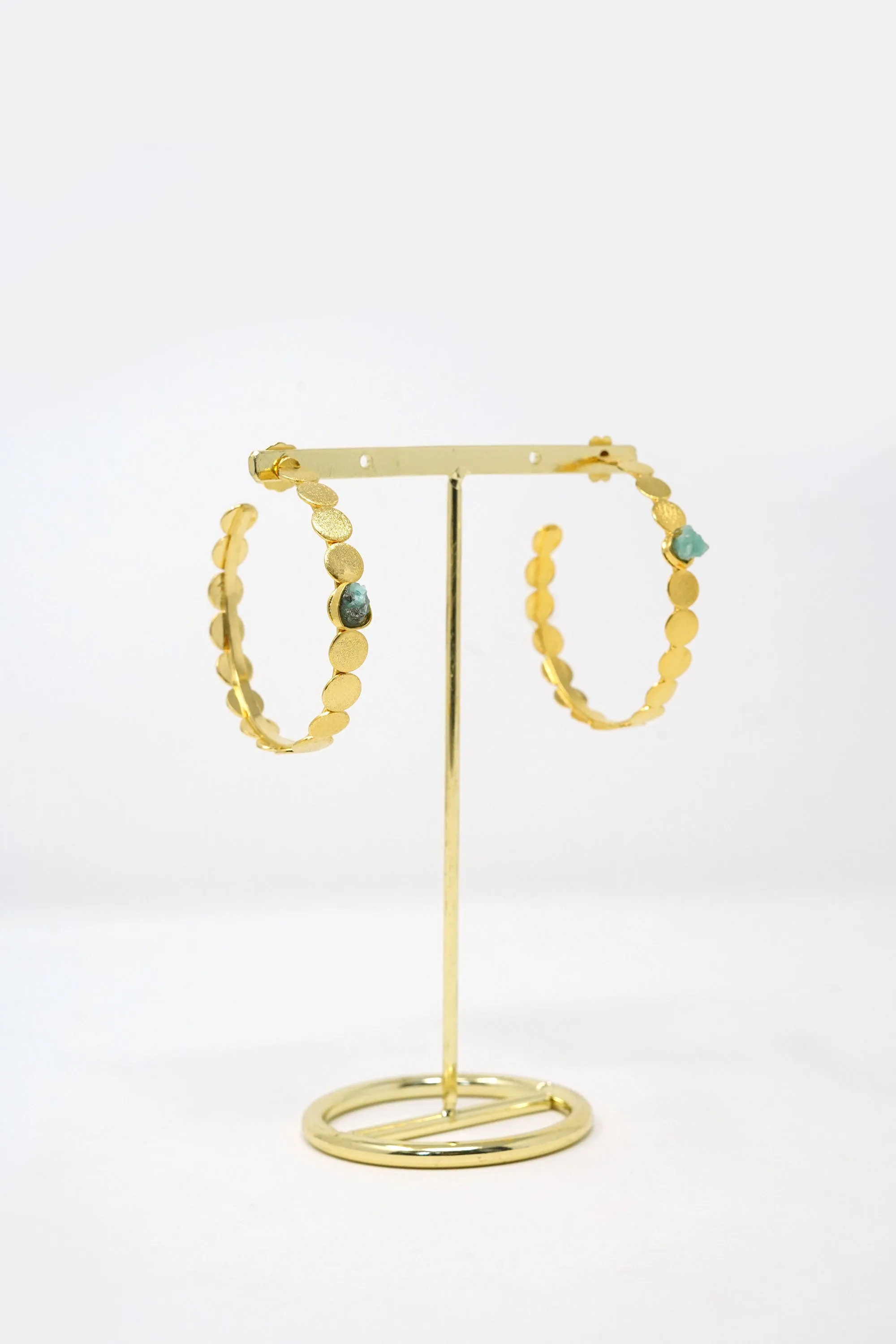 Isa Earring Raw Emerald 24k Gold-Plated