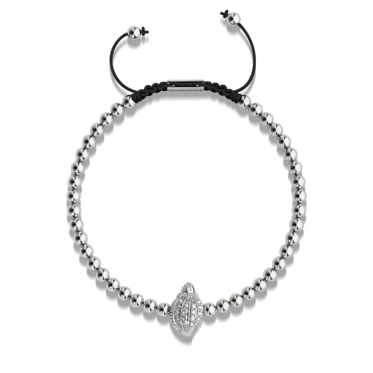 Isla | Silver | Crystal Conch Shell Macrame Charmballa Bracelet