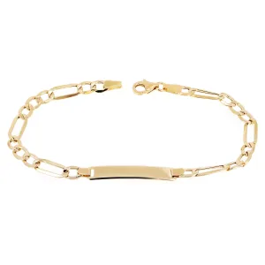 Italian 14k Yellow Gold Engravable Figaro Baby Kids ID Bracelet 5mm 7" 2.9 grams