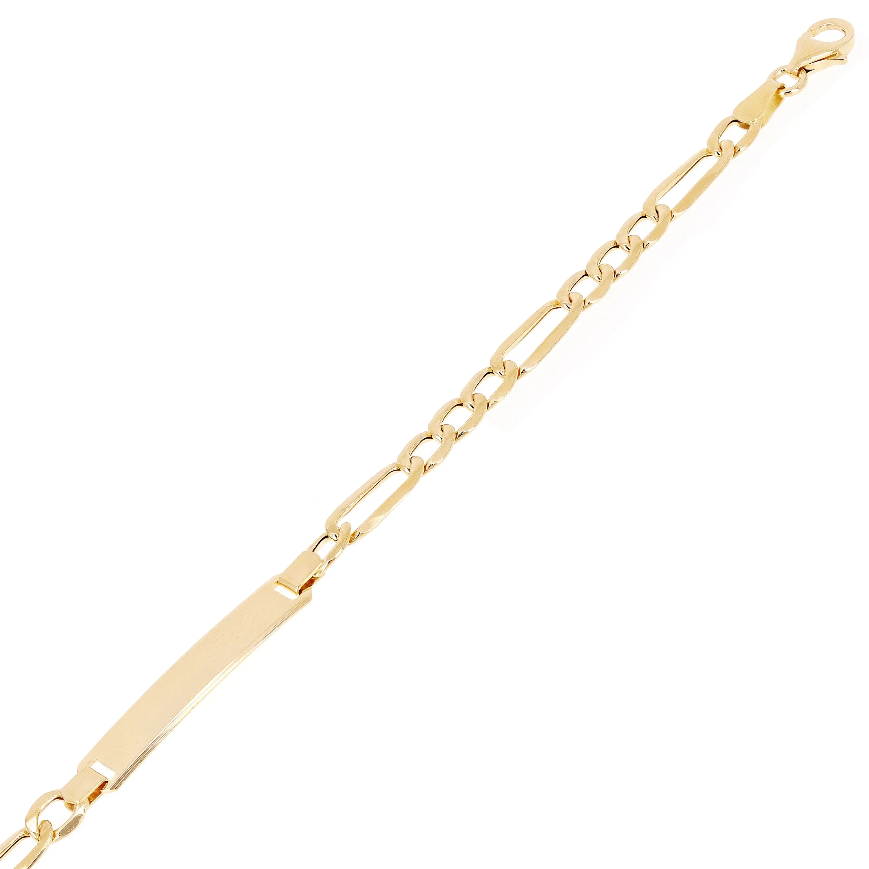 Italian 14k Yellow Gold Engravable Figaro Baby Kids ID Bracelet 5mm 7" 2.9 grams