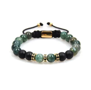 Jade & Black Onyx Gold Beads Bracelet