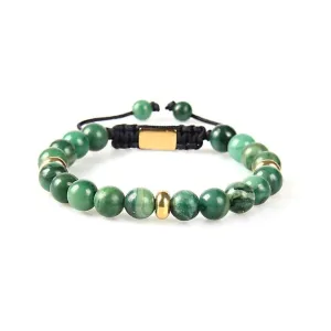 Jade Stone 8 mm & Gold Beads Bracelet