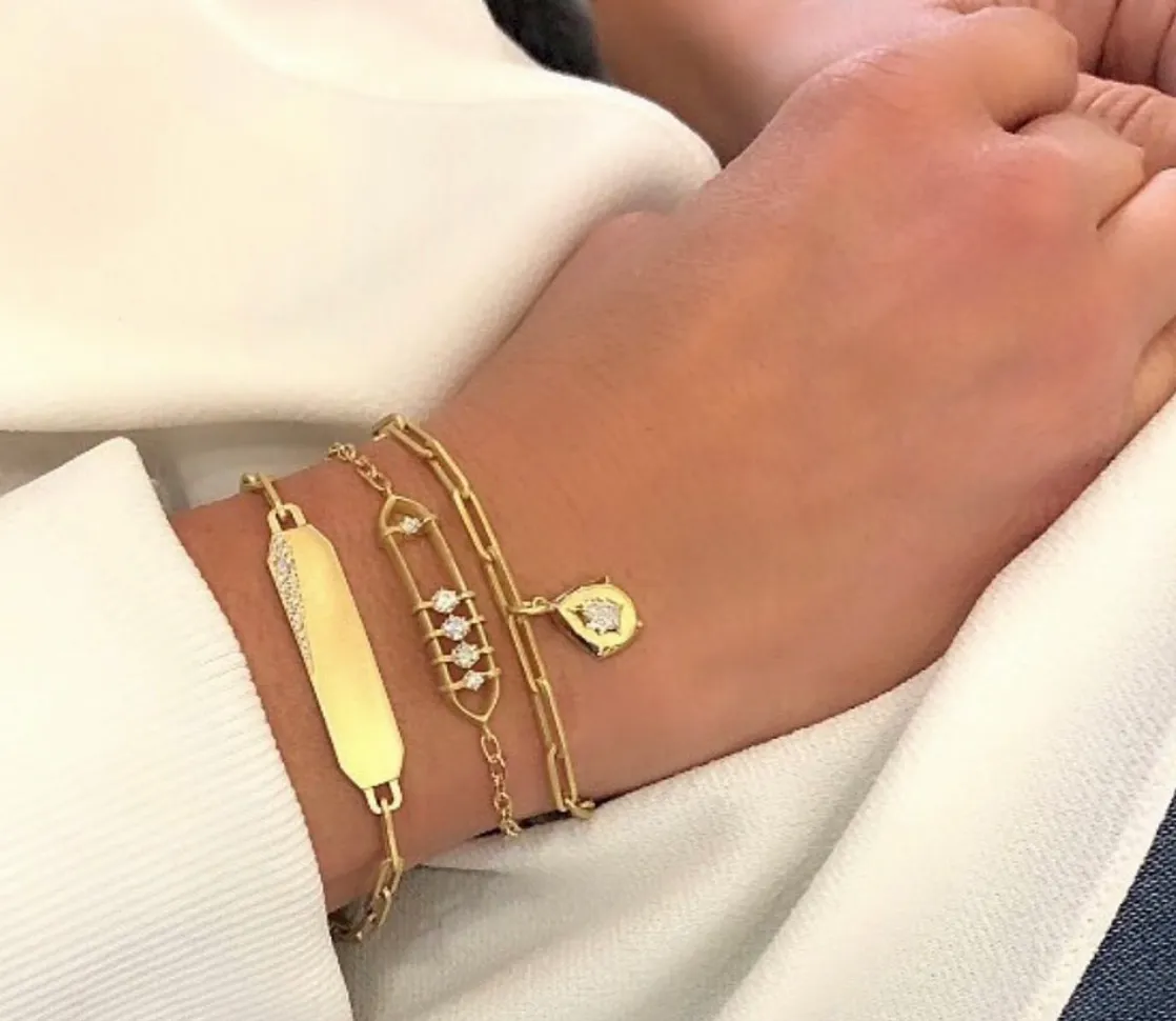 Jade Trau Envoy Paperclip Chain Charm Bracelet