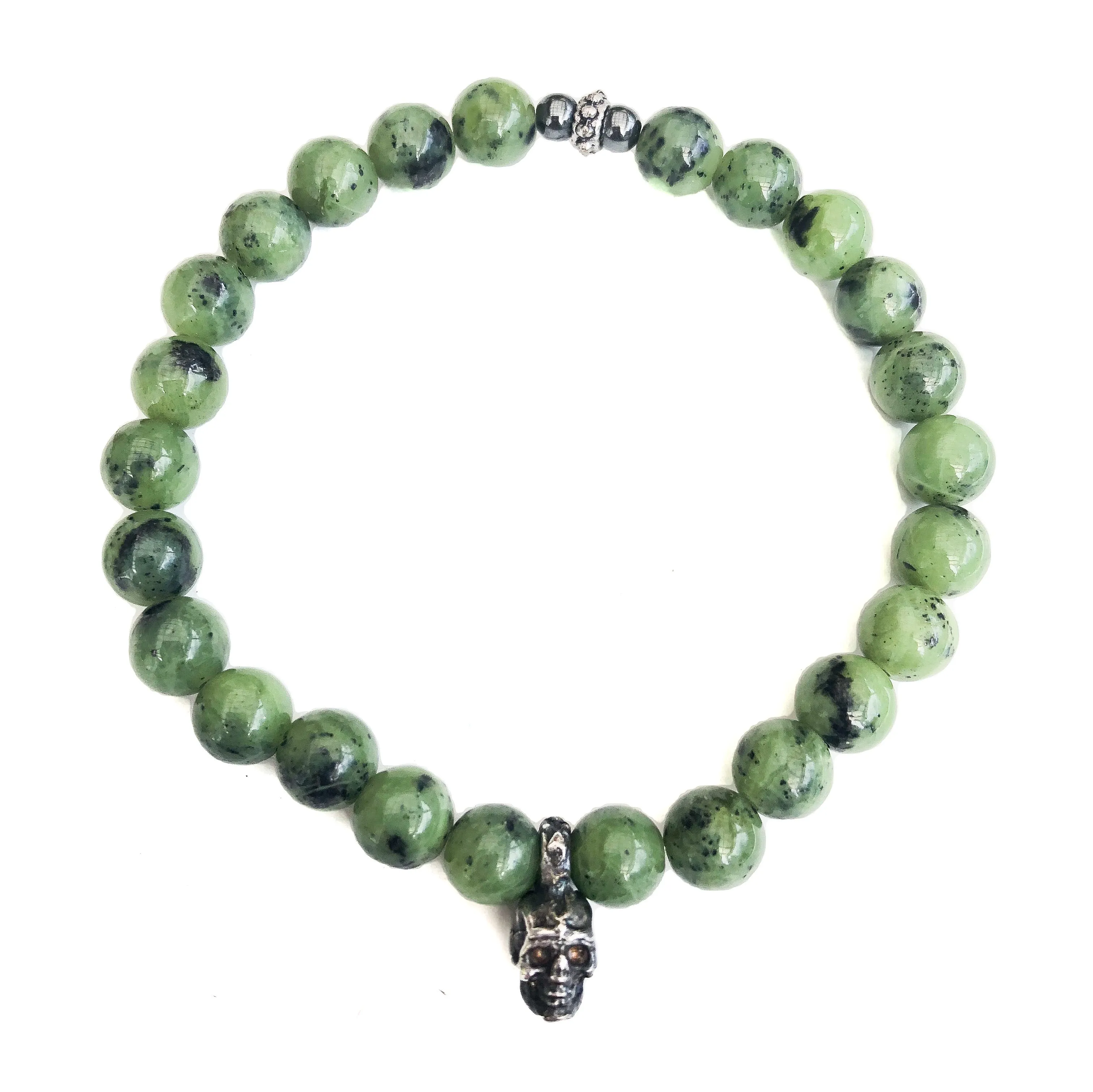 Jadeite Skull Stretch Bracelet