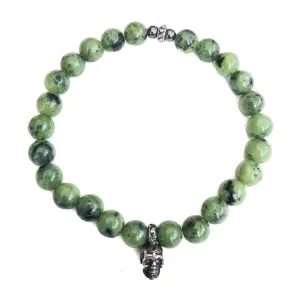 Jadeite Skull Stretch Bracelet