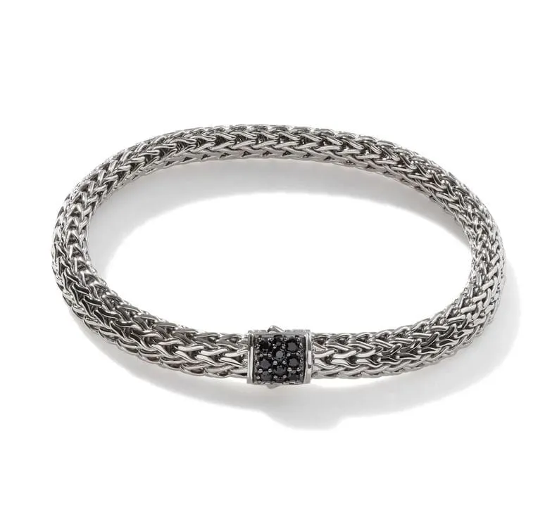 John Hardy 6.5mm Classic Chain Black Sapphire Silver Bracelet