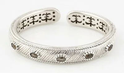 Judith Ripka Sterling Silver Smoky Topaz Hinged Cuff Bracelet Beautiful Piece!
