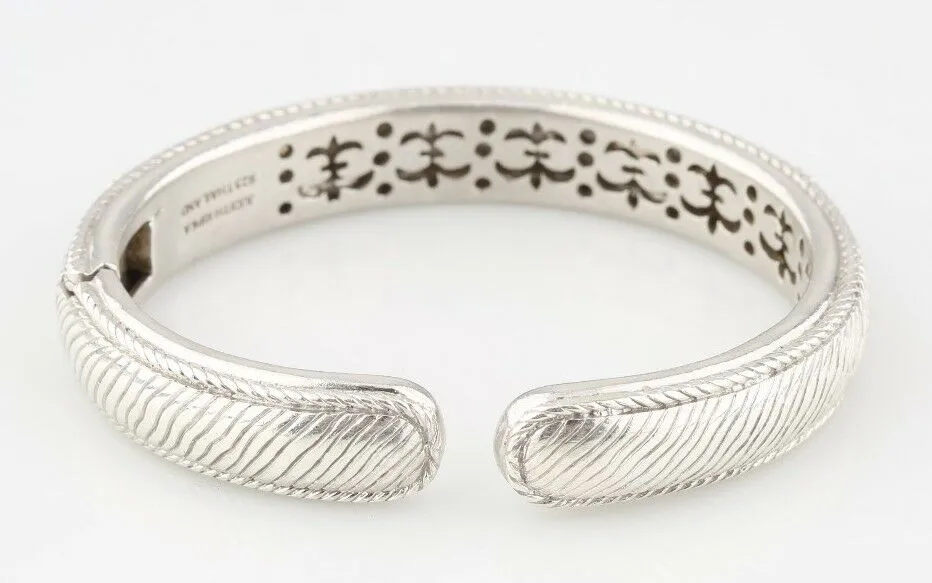 Judith Ripka Sterling Silver Smoky Topaz Hinged Cuff Bracelet Beautiful Piece!