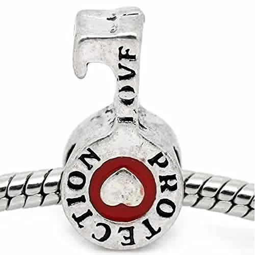 Key Protection Love Charm European Bead Compatible for Most European Snake Chain Bracelet