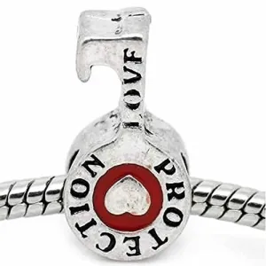 Key Protection Love Charm European Bead Compatible for Most European Snake Chain Bracelet