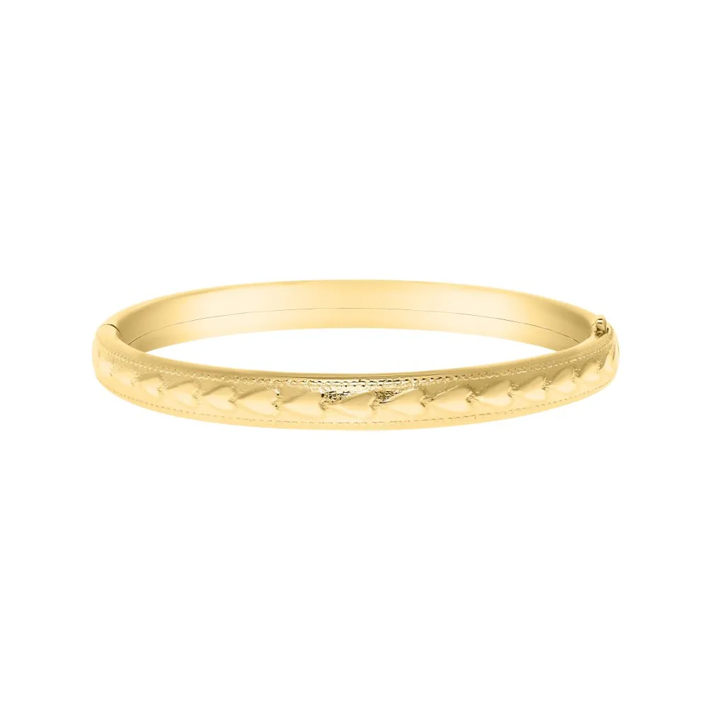 Kiddie Kraft 14K Yellow Gold Filled Heart Pattern Baby Bangle Bracelet