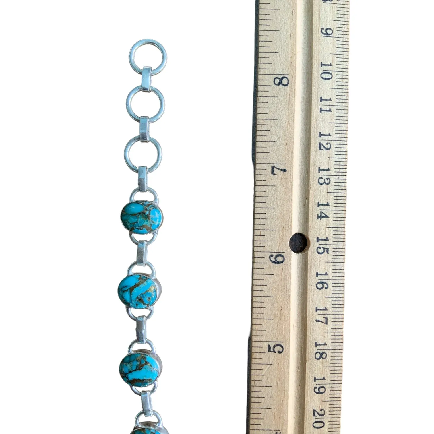 Kingman Blue Copper Turquoise Solid 925 Sterling Silver Bracelet