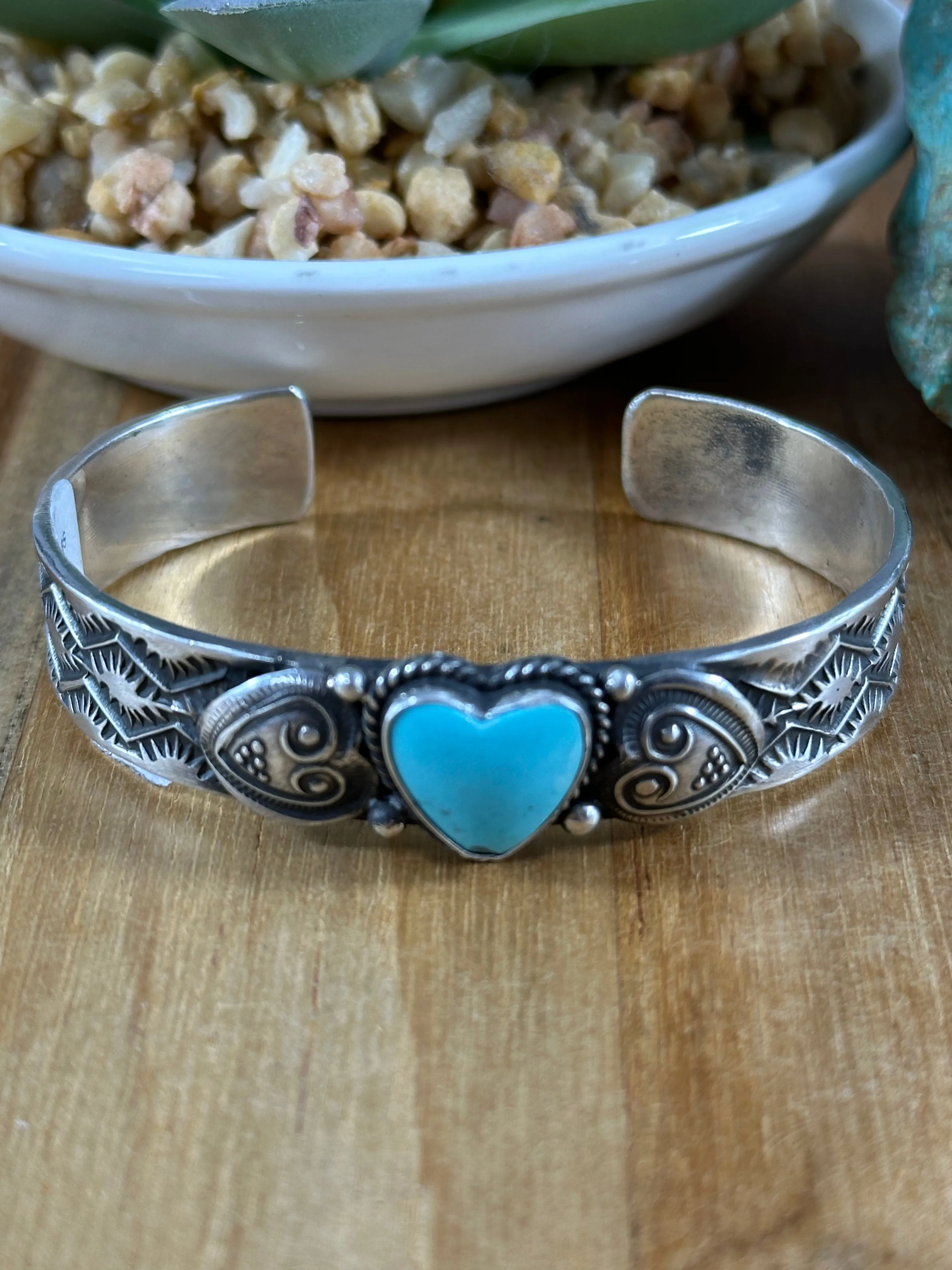 Kingman Heart Stone Cuff