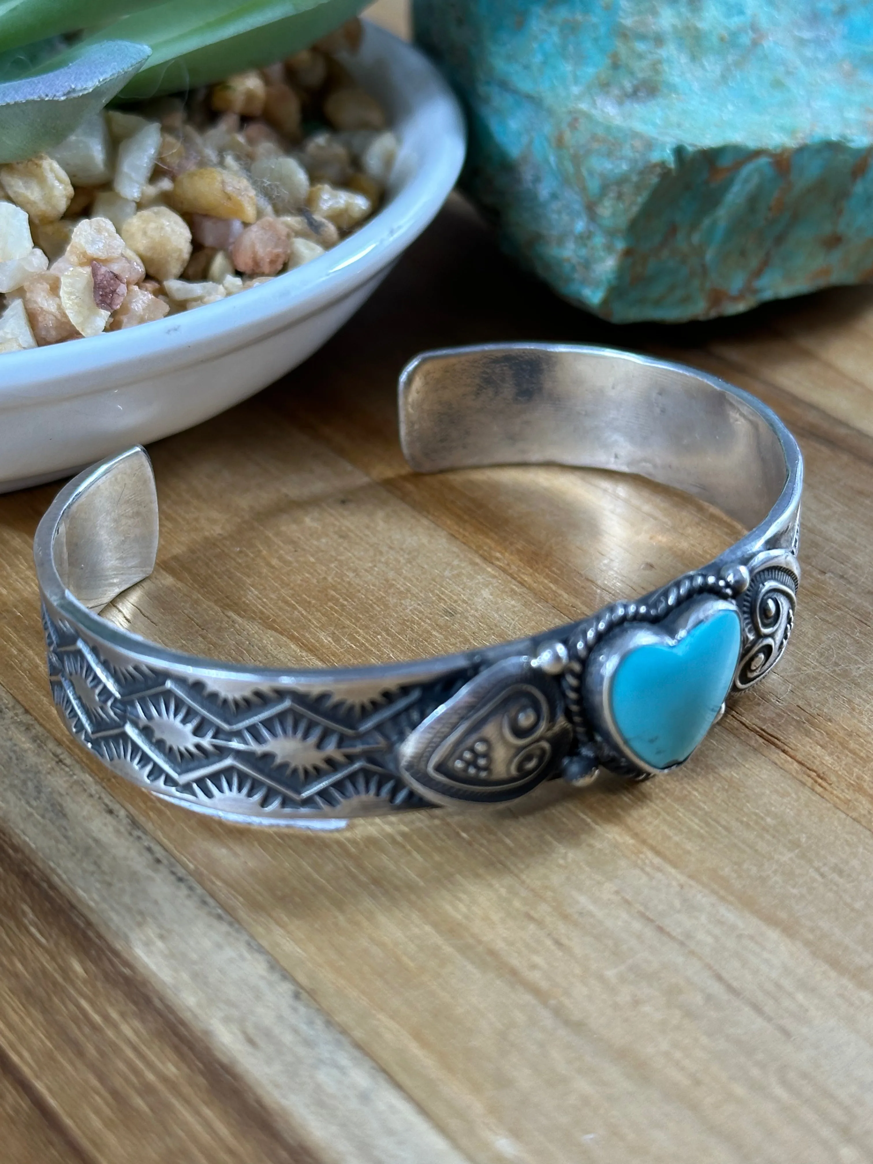 Kingman Heart Stone Cuff
