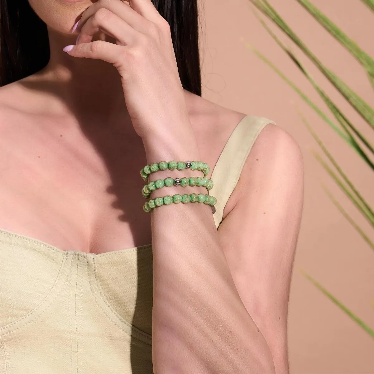 Kiwi | .925 Sterling Silver | Firefly Glass Bracelet