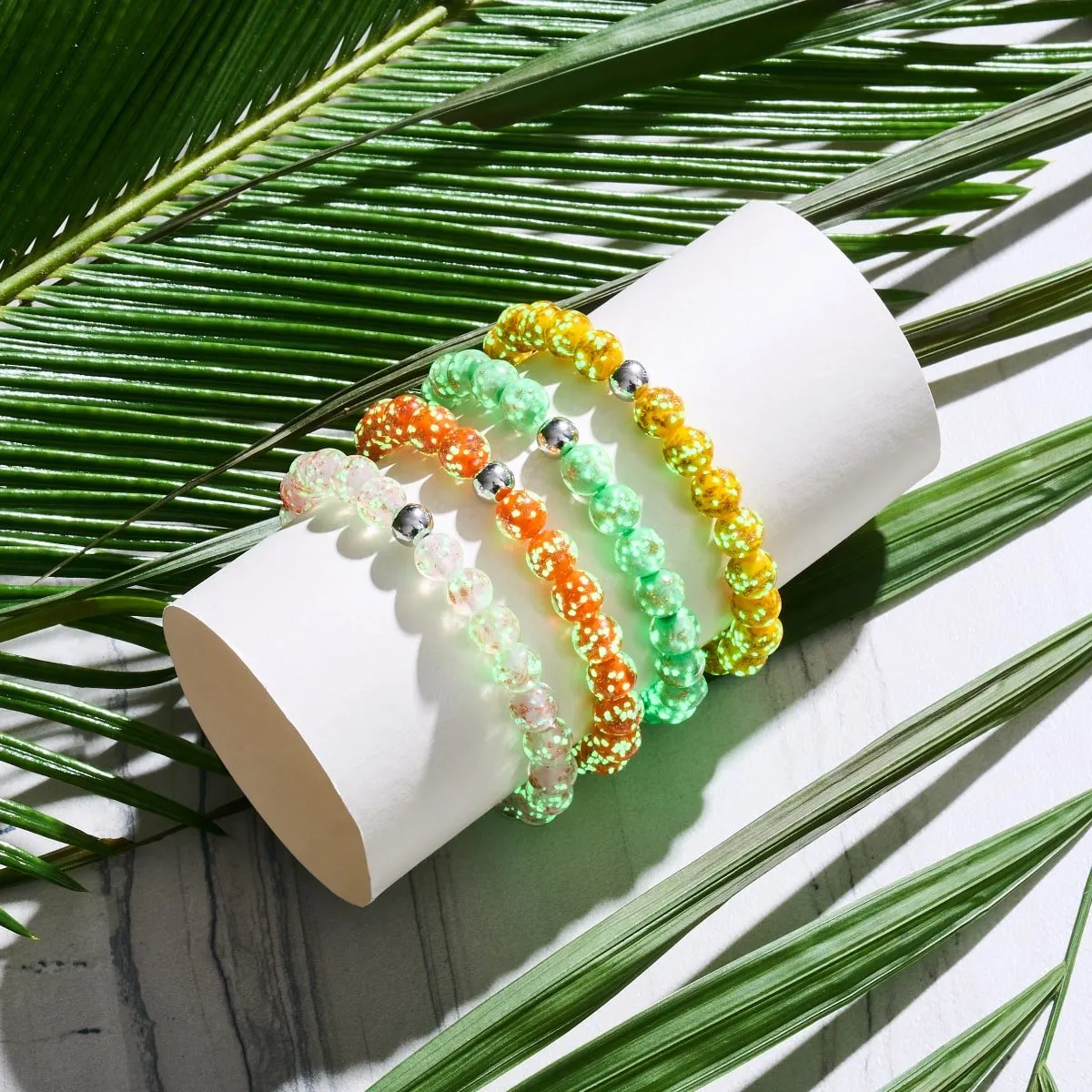 Kiwi | .925 Sterling Silver | Firefly Glass Bracelet