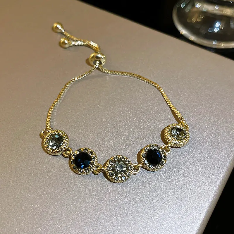 Korean Sweet Heart Opal 18K Gold Plated Stainless Steel Tennis Chain Bracelets For Women 2024 New Fashion Classics Jewelry Gifts