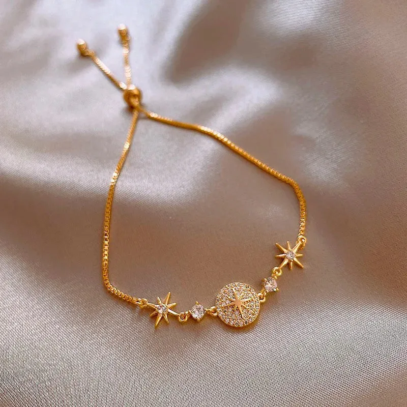 Korean Sweet Heart Opal 18K Gold Plated Stainless Steel Tennis Chain Bracelets For Women 2024 New Fashion Classics Jewelry Gifts