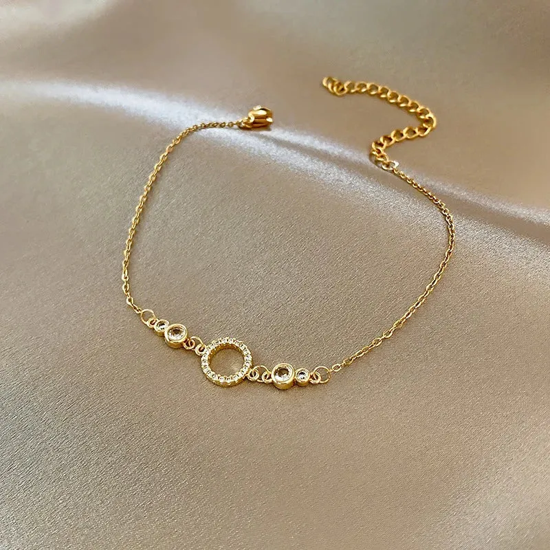 Korean Sweet Heart Opal 18K Gold Plated Stainless Steel Tennis Chain Bracelets For Women 2024 New Fashion Classics Jewelry Gifts
