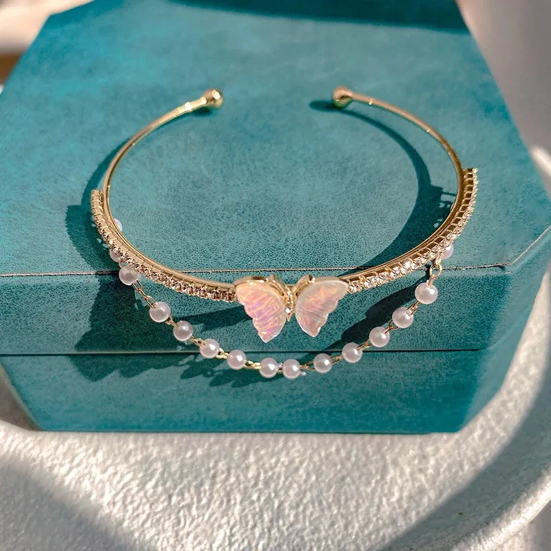 Korean Sweet Heart Opal 18K Gold Plated Stainless Steel Tennis Chain Bracelets For Women 2024 New Fashion Classics Jewelry Gifts