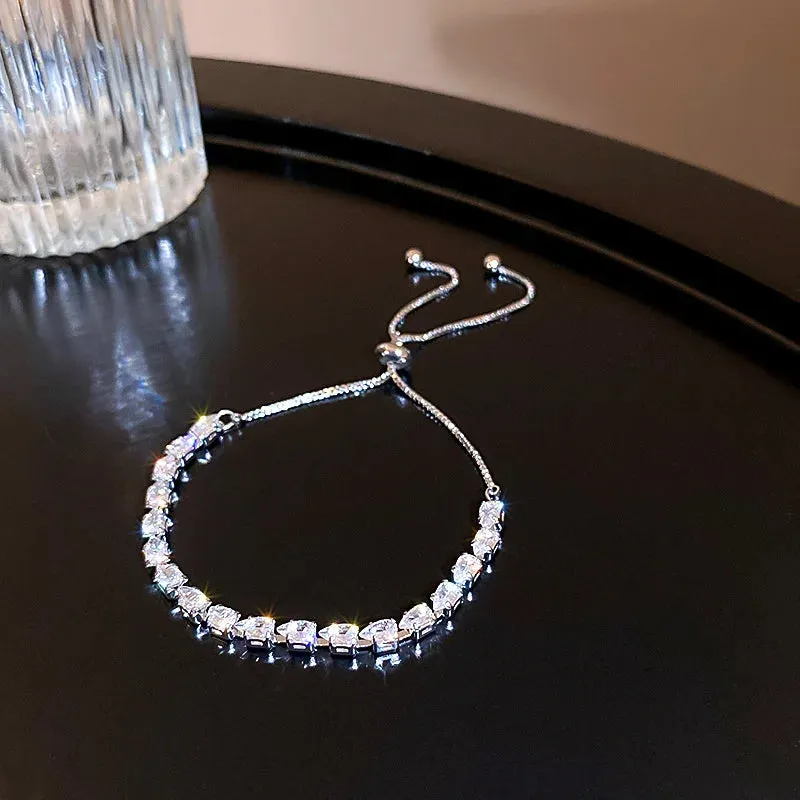 Korean Sweet Heart Opal 18K Gold Plated Stainless Steel Tennis Chain Bracelets For Women 2024 New Fashion Classics Jewelry Gifts