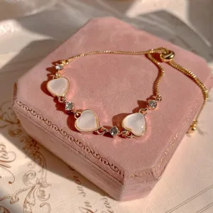 Korean Sweet Heart Opal 18K Gold Plated Stainless Steel Tennis Chain Bracelets For Women 2024 New Fashion Classics Jewelry Gifts