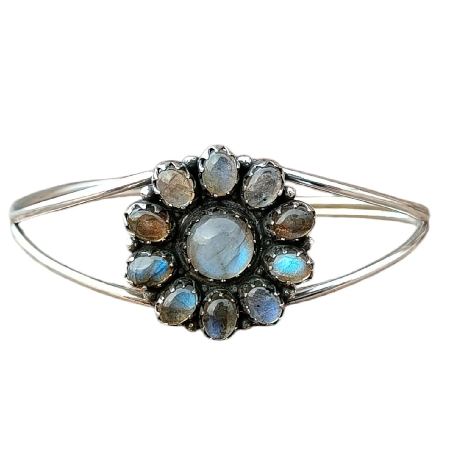 Labradorite Solid 925 Sterling Silver Cuff Bracelet
