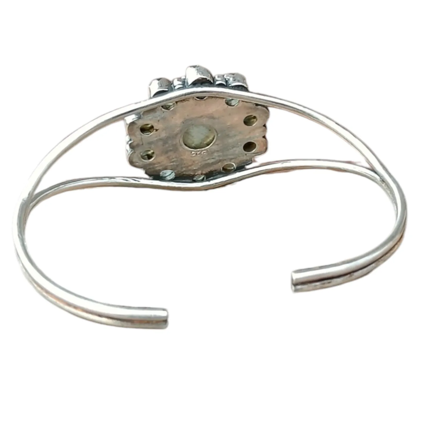 Labradorite Solid 925 Sterling Silver Cuff Bracelet