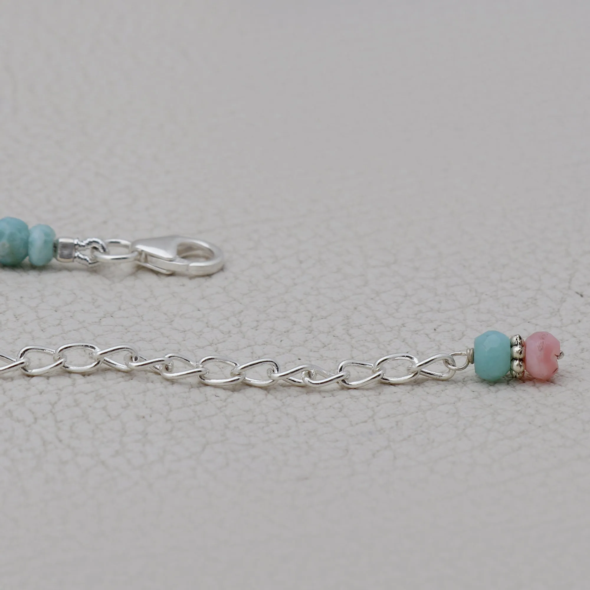 Larimar & Pink Opal Beads Bracelet