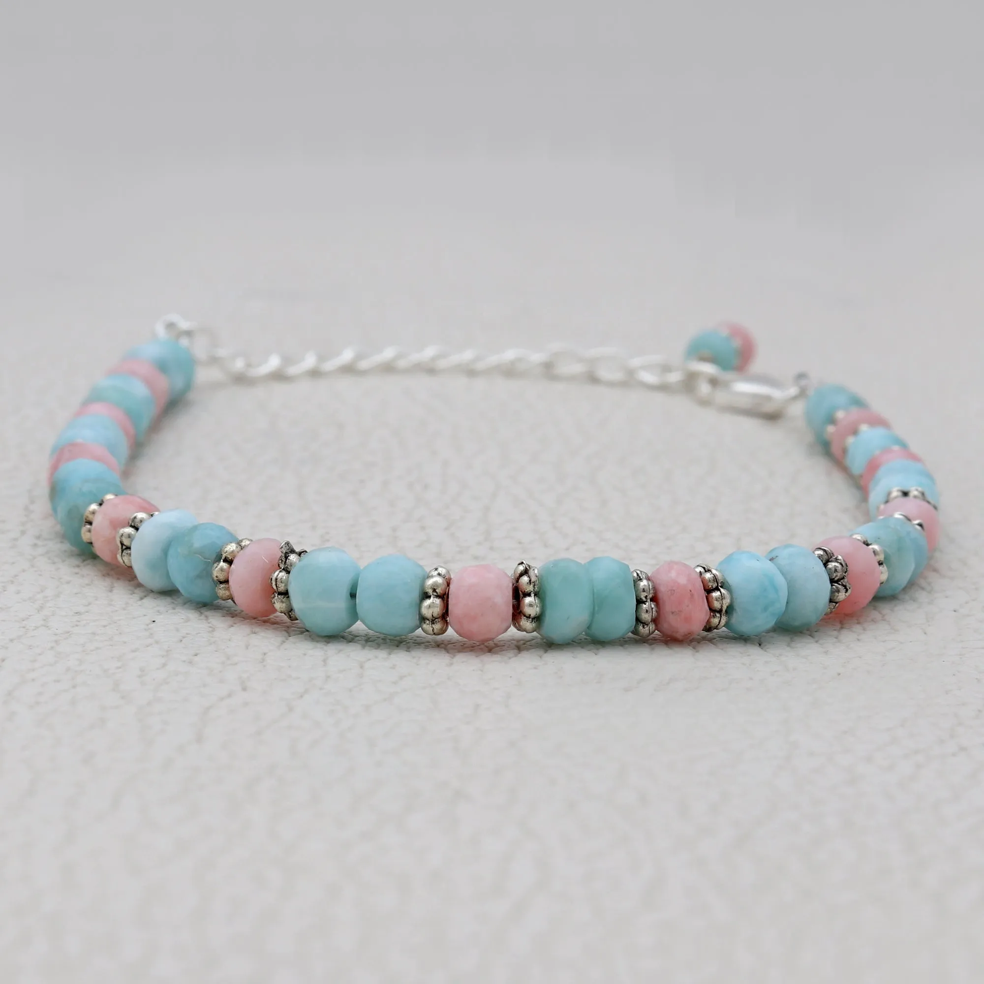 Larimar & Pink Opal Beads Bracelet
