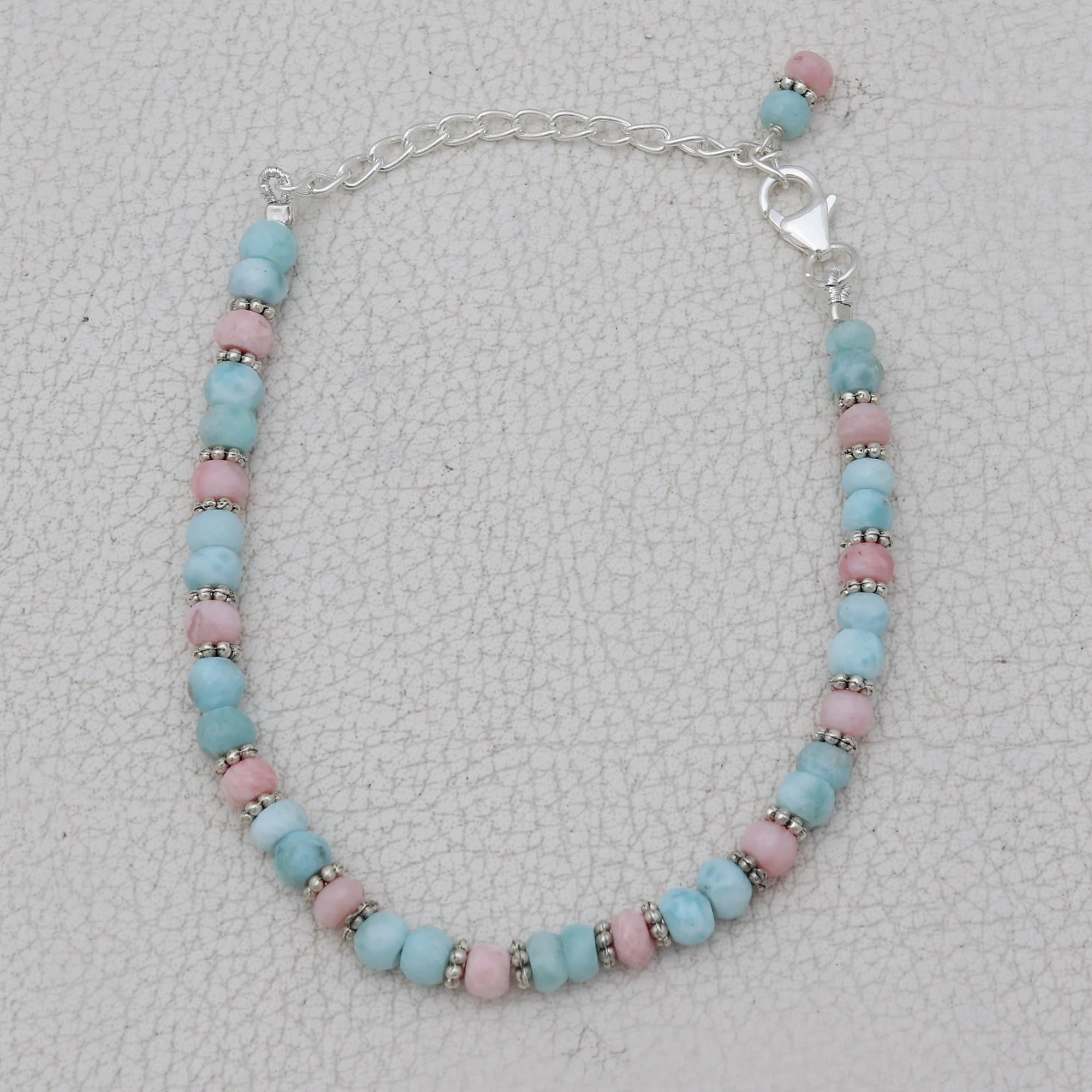 Larimar & Pink Opal Beads Bracelet