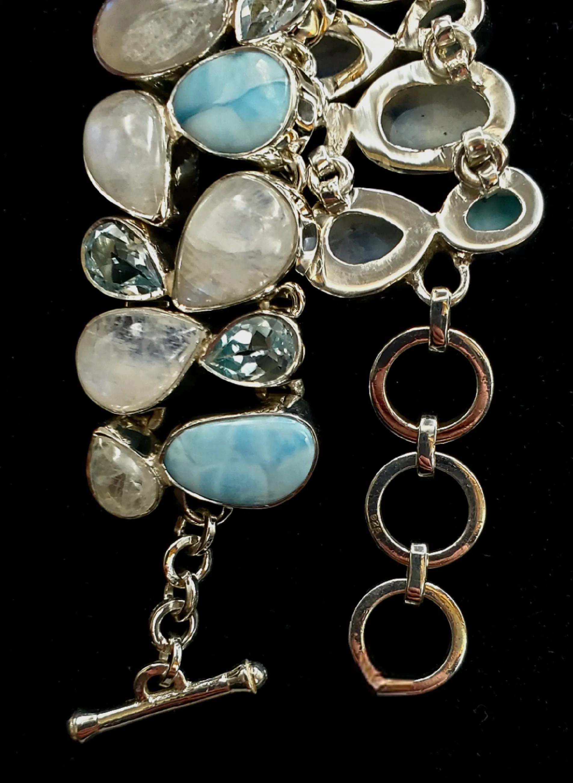 Larimar, Moonstone and Blue Topaz Bracelet