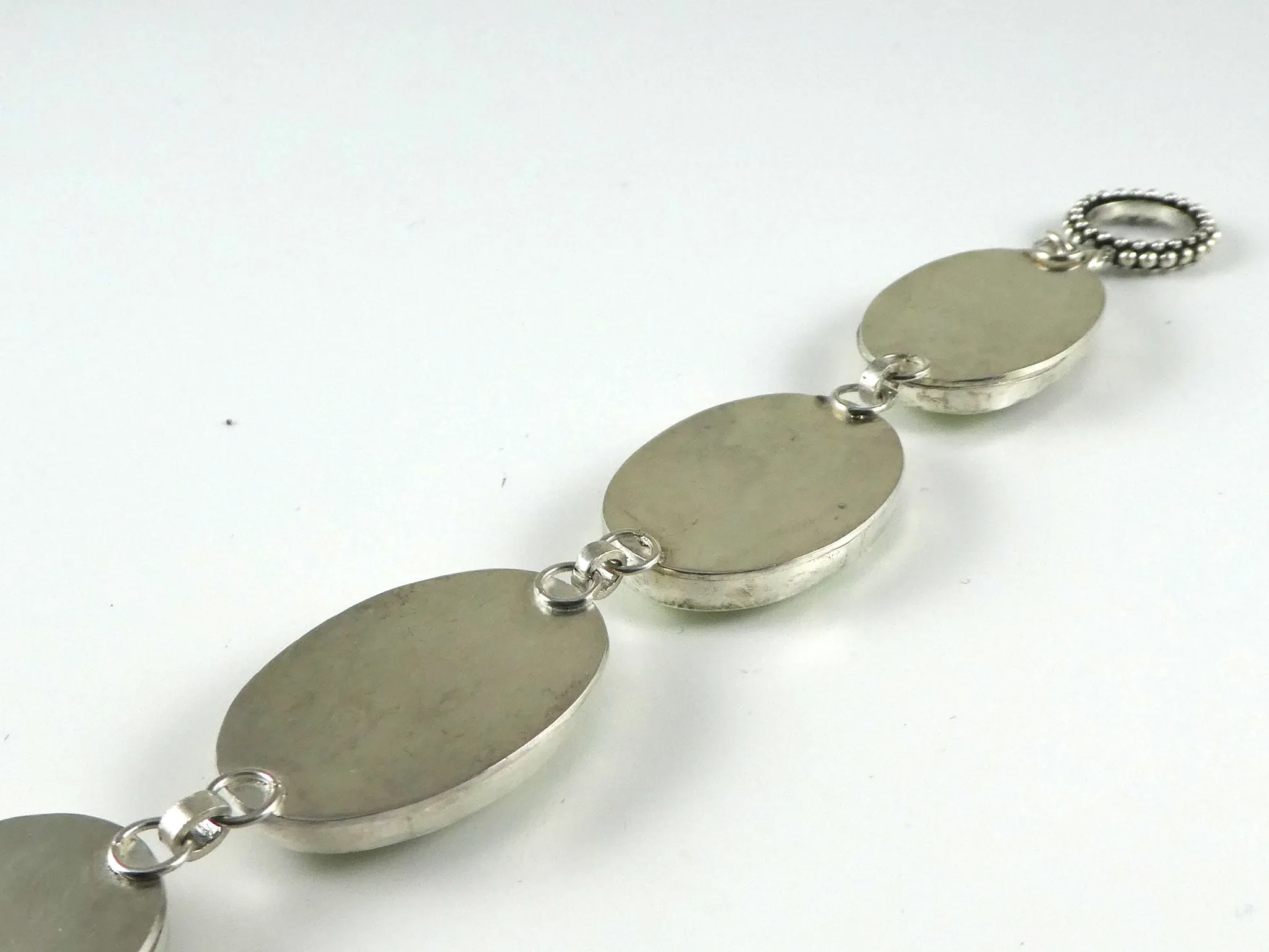 Lemon Chrysophase Sterling Silver Link Bracelet