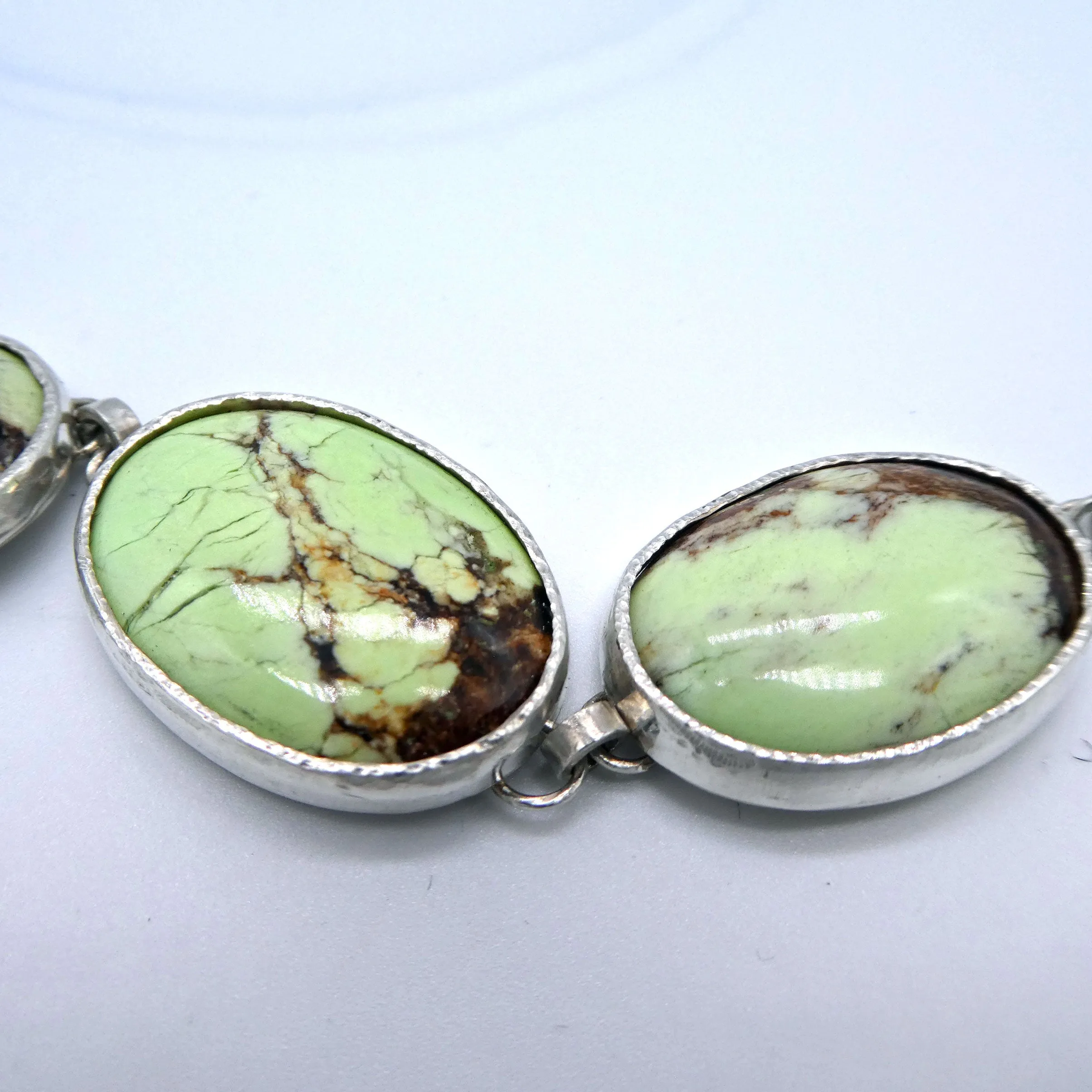 Lemon Chrysophase Sterling Silver Link Bracelet
