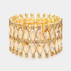 Light Topaz Marquise Stone Stretch Pageant Bracelet  | 565102