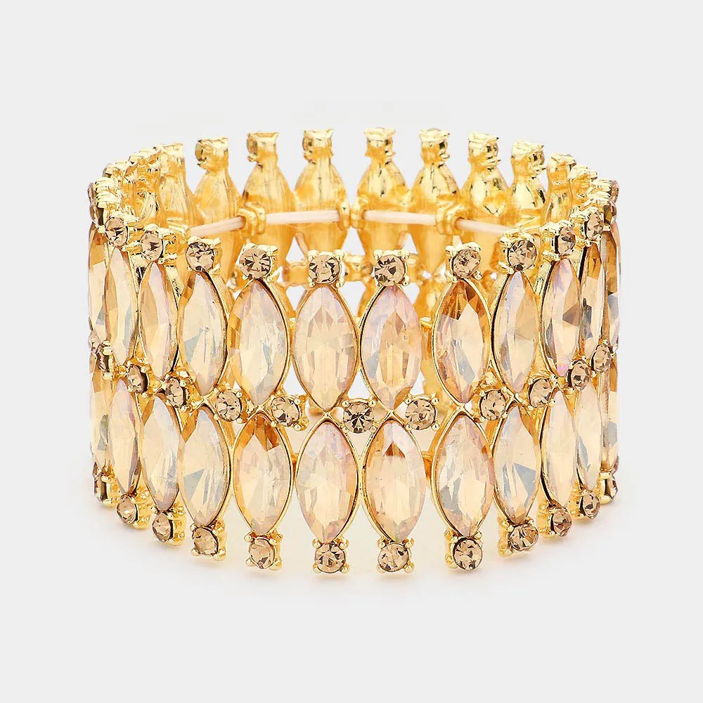 Light Topaz Marquise Stone Stretch Pageant Bracelet  | 565102