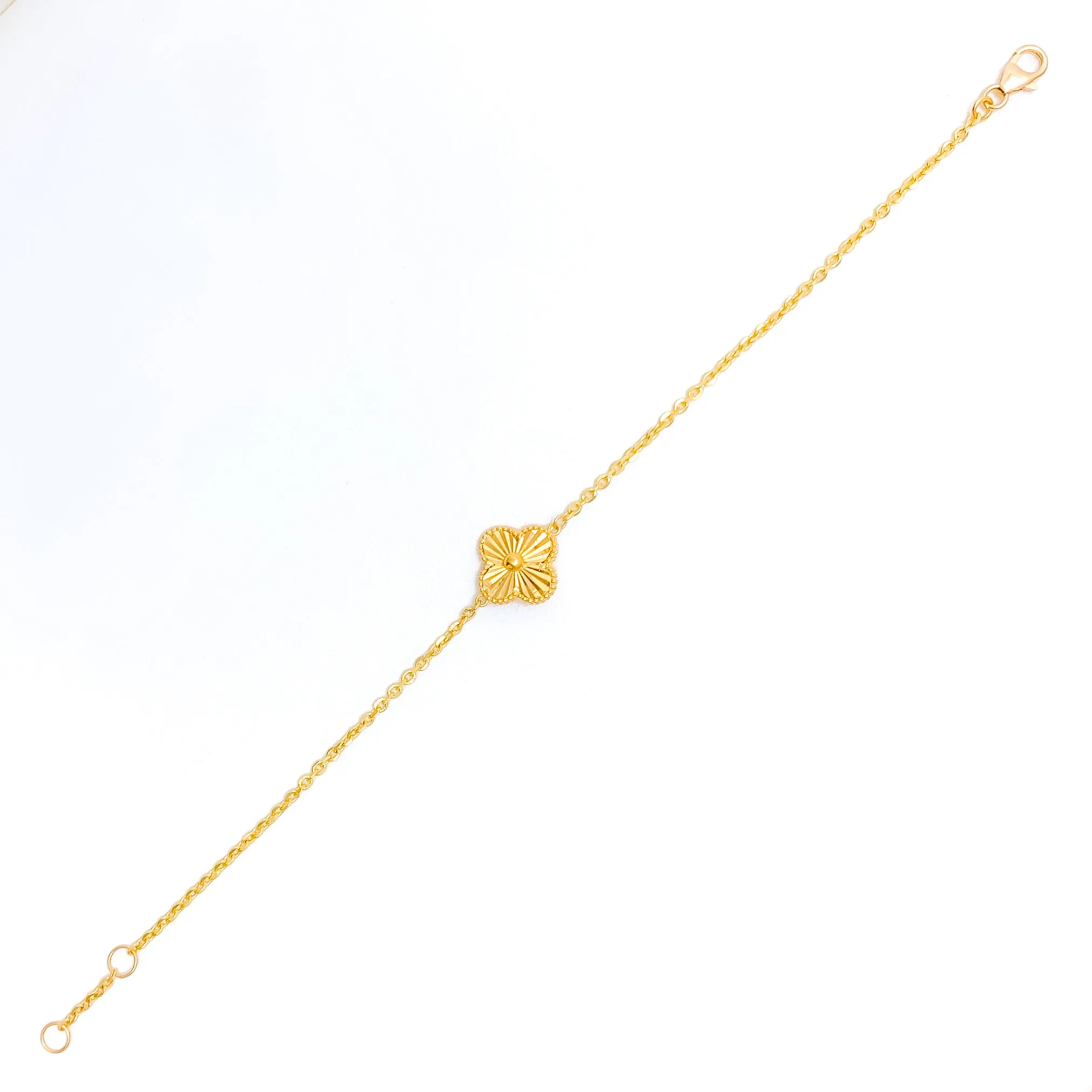 Lightweight Modest Floral 21k Gold Bracelet