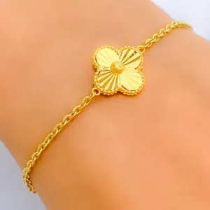 Lightweight Modest Floral 21k Gold Bracelet