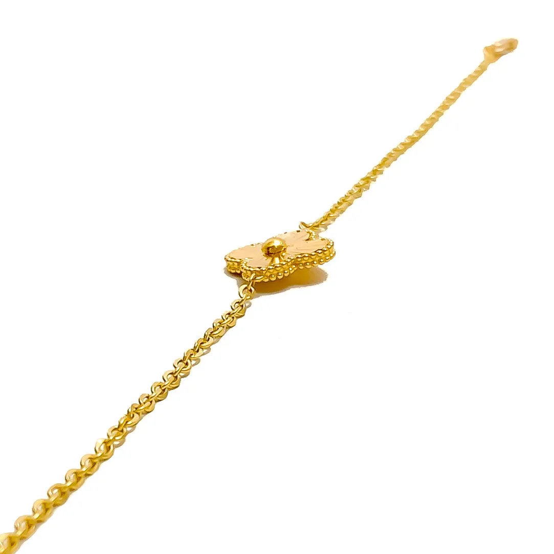 Lightweight Modest Floral 21k Gold Bracelet