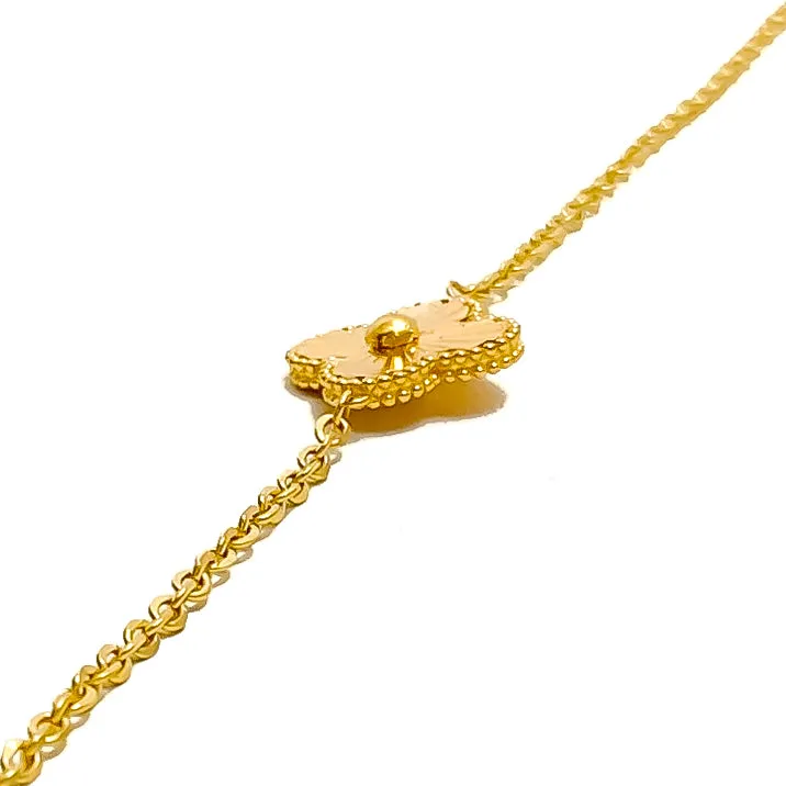 Lightweight Modest Floral 21k Gold Bracelet