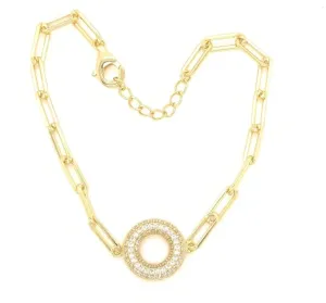 Lil Paperclip Bracelet With CZ Open Circle