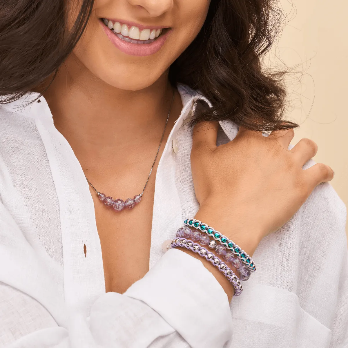 Lilac | .925 Sterling Silver | Firefly Glass Bracelet