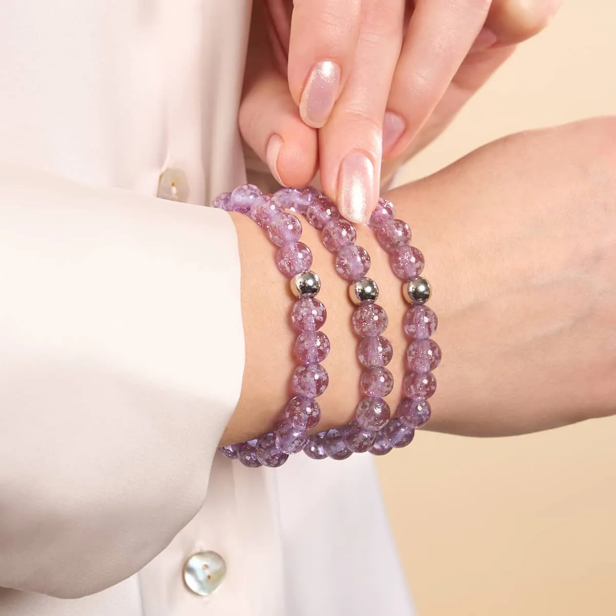 Lilac | .925 Sterling Silver | Firefly Glass Bracelet