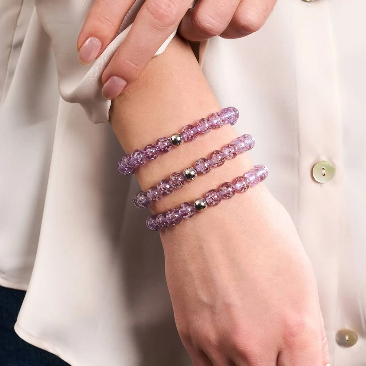 Lilac | .925 Sterling Silver | Firefly Glass Bracelet