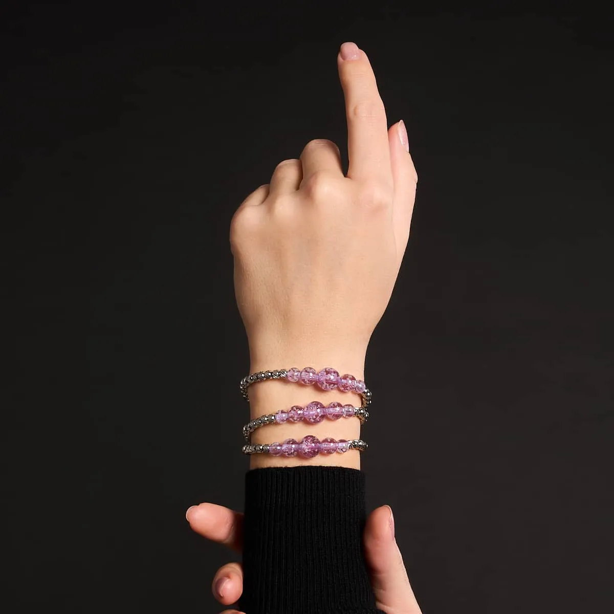 Lilac | Silver | Firefly Glass Cascade Bracelet