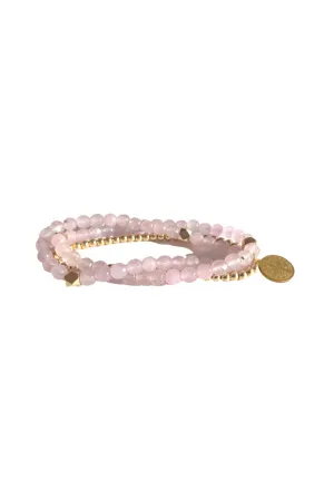 LINDI KINGI Beaded Bracelet Set - Himalayan Pink and Gold